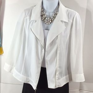 Chico’s white sheer zip front jacket